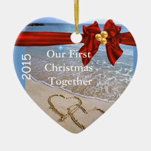 Eerste Kerstmis SAMEN MET BEACH 2015 Keramisch Ornament (Voorkant)