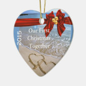 Eerste Kerstmis SAMEN MET BEACH 2015 Keramisch Ornament (Links)