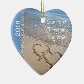 Eerste Kerstmis SAMEN MET BEACH 2018 Keramisch Ornament (Rechts)