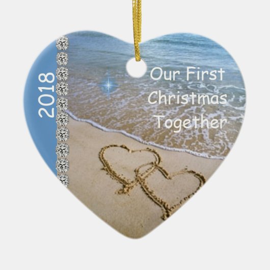 Eerste Kerstmis SAMEN MET BEACH 2018 Keramisch Ornament (Voorkant)