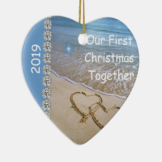 Eerste Kerstmis SAMEN MET BEACH 2019 Keramisch Ornament (Rechts)