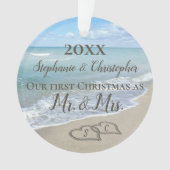 Eerste Kerstmis samen met Beach Wedding Mr Mrs. Ornament (voorkant)
