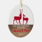 Eerste Kerstmis samen met een bijtende versiering Keramisch Ornament (Rechts)