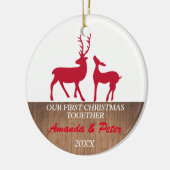 Eerste Kerstmis samen met een bijtende versiering Keramisch Ornament (Links)