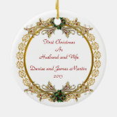 Eerste Kerstmis samen met foto Keramisch Ornament (Achterkant)