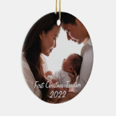 Eerste Kerstmis samen met pasgeboren baby 2022 Keramisch Ornament (Rechts)