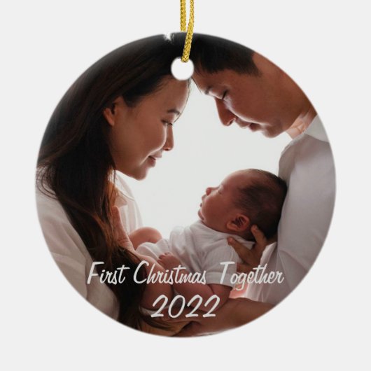 Eerste Kerstmis samen met pasgeboren baby 2022 Keramisch Ornament (Voorkant)