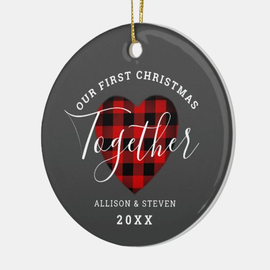 Eerste Kerstmis samen met Rustic Heart gepersonali Keramisch Ornament (Links)