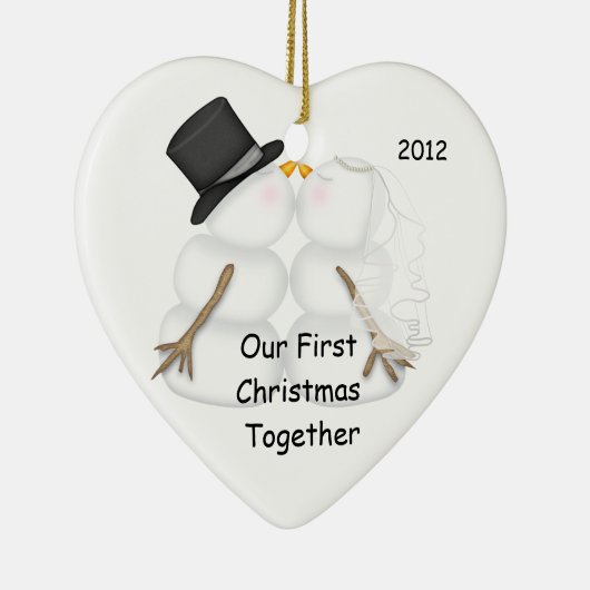 Eerste Kerstmis samen met SNOWMAN COUPLE Keramisch Ornament (Rechts)