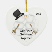 Eerste Kerstmis samen met SNOWMAN COUPLE Keramisch Ornament (Voorkant)