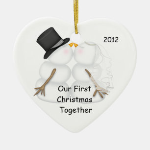 Eerste Kerstmis samen met SNOWMAN COUPLE Keramisch Ornament