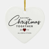 Eerste Kerstmis samen Modern Gepersonaliseerd hart Keramisch Ornament (Voorkant)
