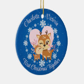 Eerste Kerstmis samen Moeder Dochter Rendieren Keramisch Ornament (Rechts)