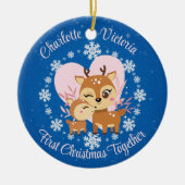 Eerste Kerstmis samen Moeder Dochter Rendieren Keramisch Ornament (Voorkant)