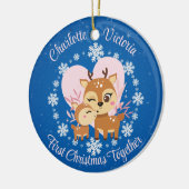 Eerste Kerstmis samen Moeder Dochter Rendieren Keramisch Ornament (Links)