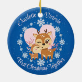 Eerste Kerstmis samen Moeder Dochter Rendieren Keramisch Ornament (Achterkant)