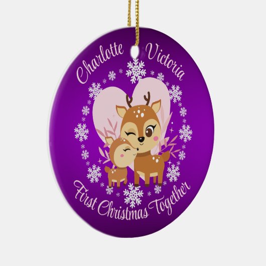 Eerste Kerstmis samen moeder en dochter rendieren Keramisch Ornament (Rechts)