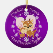 Eerste Kerstmis samen moeder en dochter rendieren Keramisch Ornament (Voorkant)