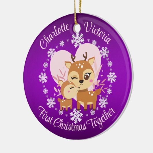 Eerste Kerstmis samen moeder en dochter rendieren Keramisch Ornament (Links)