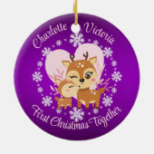 Eerste Kerstmis samen moeder en dochter rendieren Keramisch Ornament (Achterkant)