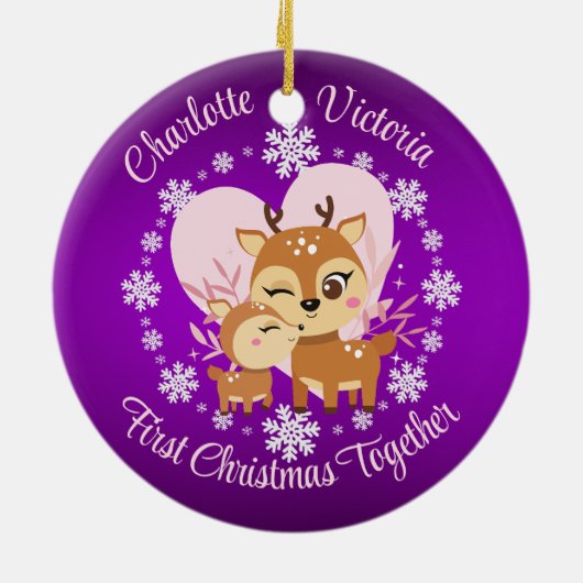 Eerste Kerstmis samen moeder en dochter rendieren Keramisch Ornament (Achterkant)