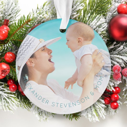 Eerste Kerstmis samen nieuwe baby blauwgroen Ornament