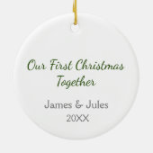 Eerste Kerstmis samen Schattigee Lovebirds Custom Keramisch Ornament (Achterkant)