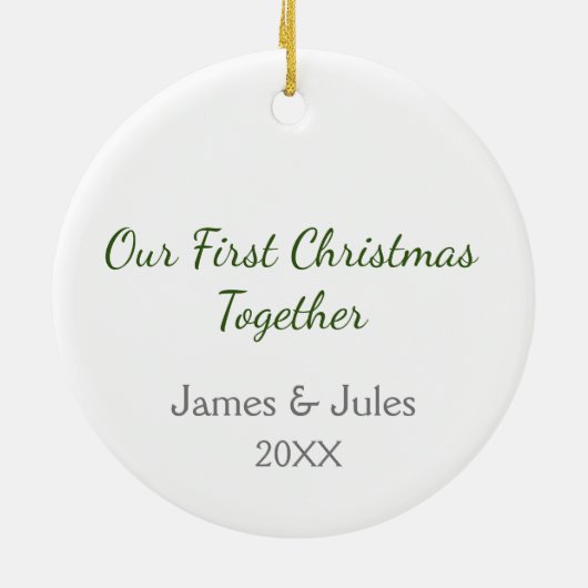 Eerste Kerstmis samen Schattigee Lovebirds Custom Keramisch Ornament (Achterkant)