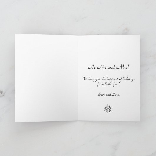 Eerste Kerstmis Samen Snowflakes op Rode Foto Feestdagen Kaart (Binnen)