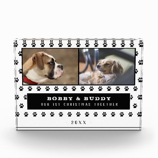 Eerste Kerstmis samen Twee Dog Paw 2 Fotoblokken (Voorkant)