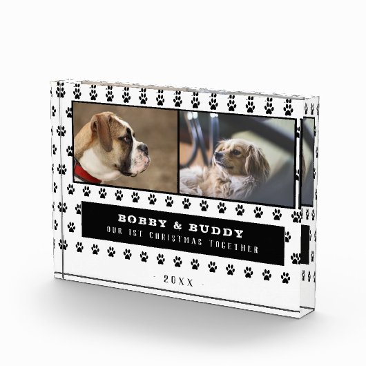 Eerste Kerstmis samen Twee Dog Paw 2 Fotoblokken (Rechts)