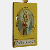 Eerste Kerstmis samen Wedding Religieuze Bride Verguld Banner Ornament (Rechts)