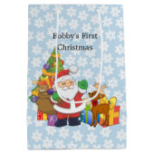 Eerste Kerstmis Santa Boy's Naam Custom Medium Cadeauzakje (Achterkant)
