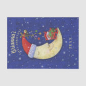 Eerste Kerstmis Santa Moon Monogrammed Naam Tissuepapier (Voorkant)