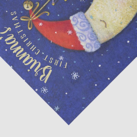 Eerste Kerstmis Santa Moon Monogrammed Naam Tissuepapier (Detail)