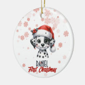 Eerste Kerstmis schattige Dalmatische puppy Orname Keramisch Ornament (Links)