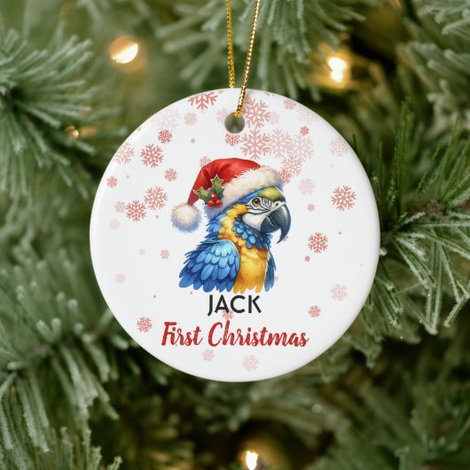 Eerste Kerstmis schattige Macaw Parrot baby Orname Keramisch Ornament (Boom)