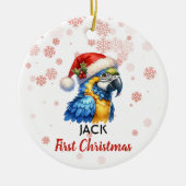 Eerste Kerstmis schattige Macaw Parrot baby Orname Keramisch Ornament (Voorkant)