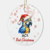 Eerste Kerstmis schattige Macaw Parrot baby Orname Keramisch Ornament (Links)