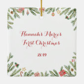 Eerste Kerstmis - Silent Night Photo Keramisch Ornament (Achterkant)