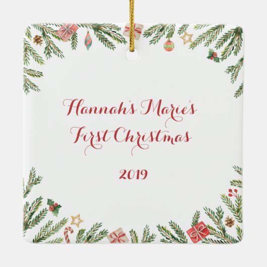 Eerste Kerstmis - Silent Night Photo Keramisch Ornament (Achterkant)