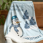 Eerste Kerstmis Sneeuwman Custom Fleece Deken