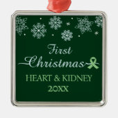 Eerste Kerstmis Sneeuwvlok Custom Transplant Metalen Ornament (Voorkant)