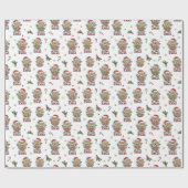 Eerste Kerstmis Teddybeer Cadeau Cadeaupapier (Vlak)