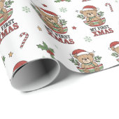Eerste Kerstmis Teddybeer Cadeau Cadeaupapier (Rol Hoek)