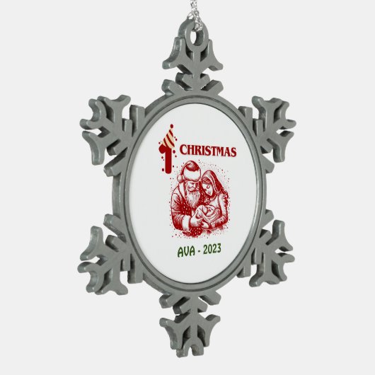 EERSTE KERSTMIS TIN SNEEUWVLOK ORNAMENT (Links)