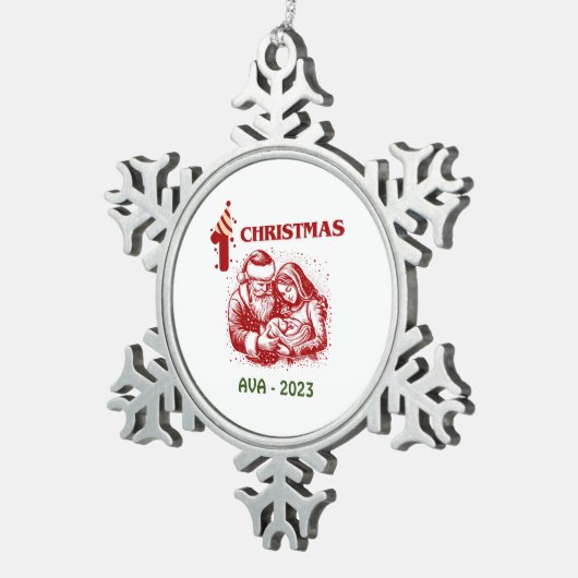 EERSTE KERSTMIS TIN SNEEUWVLOK ORNAMENT (Rechts)