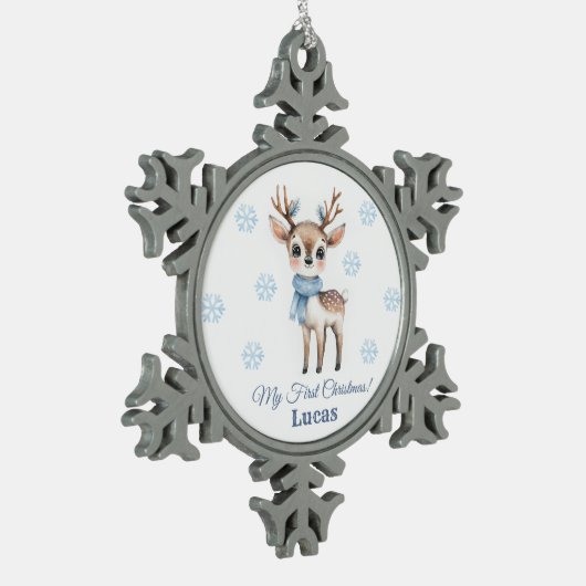 Eerste Kerstmis Tin Sneeuwvlok Ornament (Links)