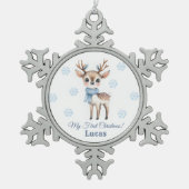 Eerste Kerstmis Tin Sneeuwvlok Ornament (Voorkant)
