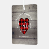 Eerste Kerstmis Together Couples Rustic Personaliz Metalen Ornament (Voorkant links)